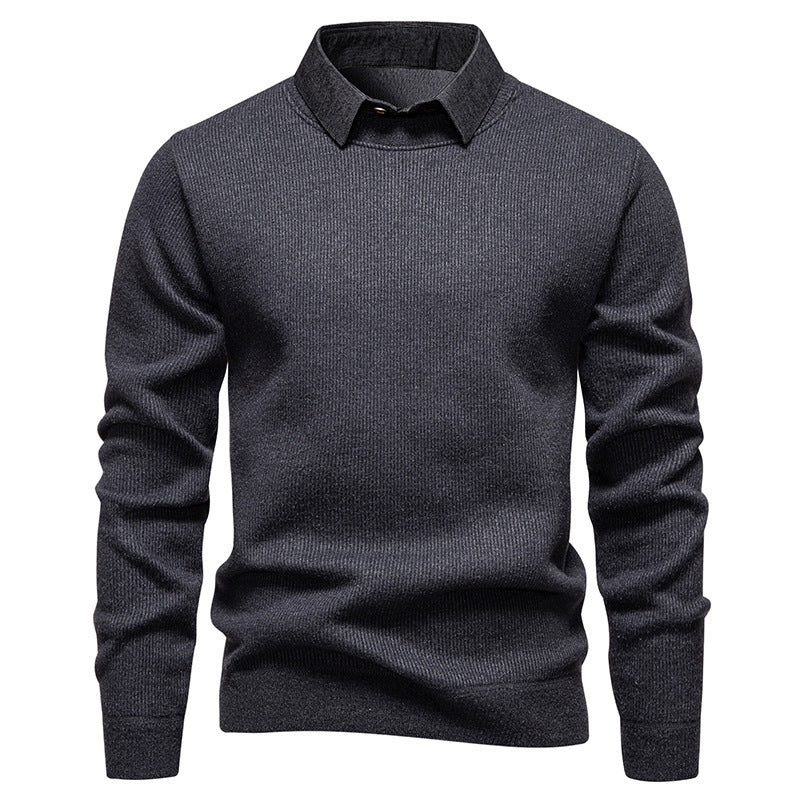 Men's Fine Knit Sweater with Modern Collar & Elegant Design | Charly