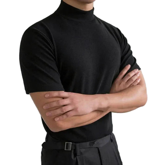Men's High Collar Casual T-Shirt for Daily Use