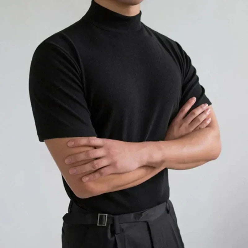 Men's High Collar Casual T-Shirt for Daily Use