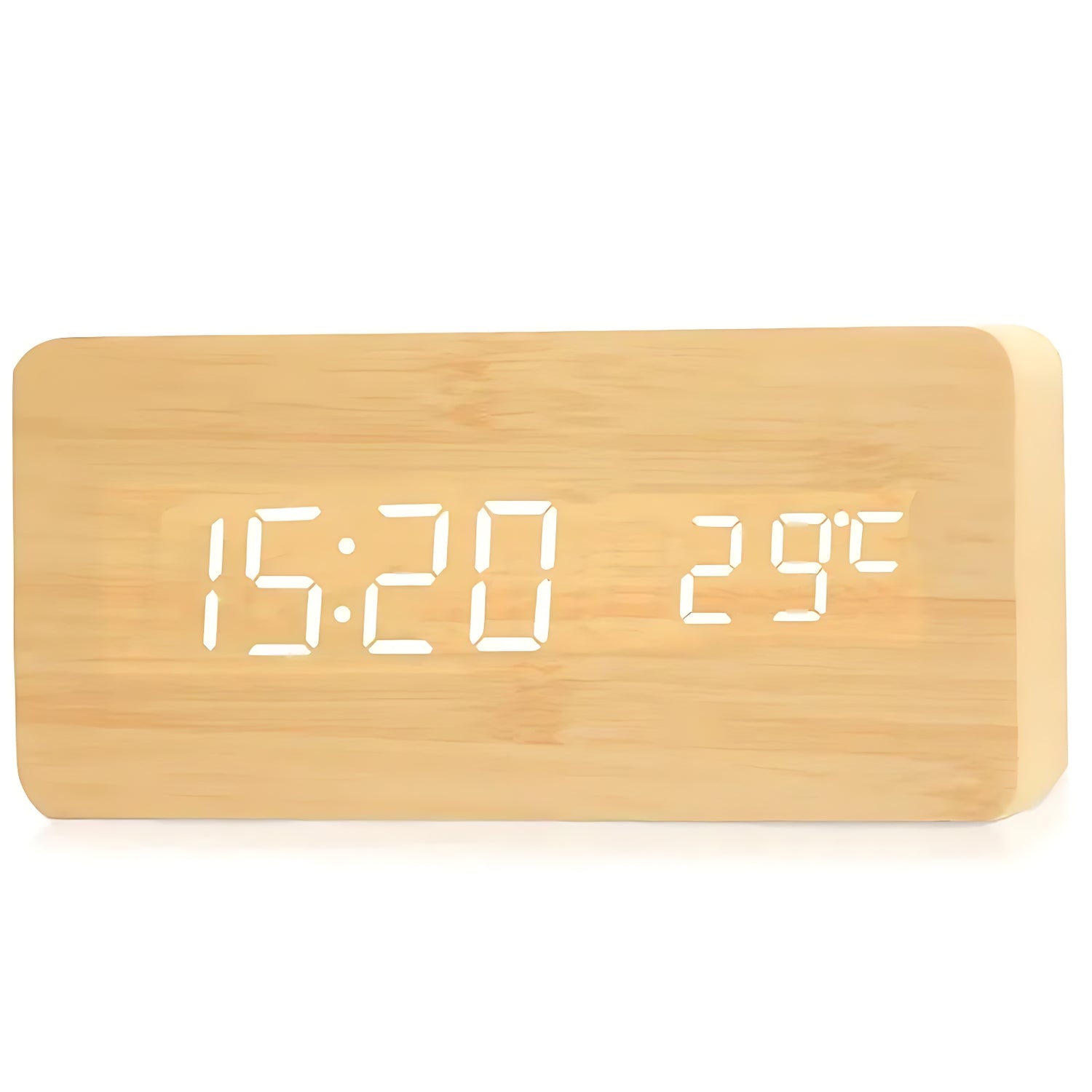 Natural Wood LED Alarm Clock