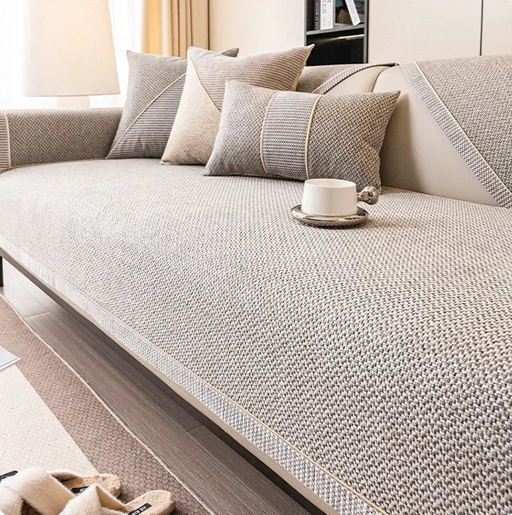 NATURWEFT – Non-slip cotton-linen sofa cover for all seasons
