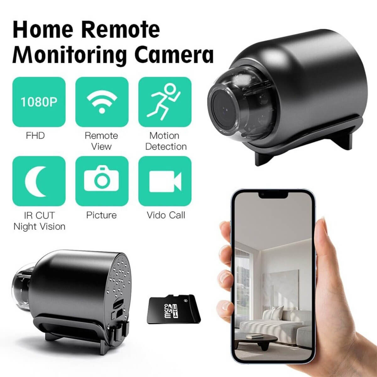 NovaGuard 1080P Mini Waterproof WiFi Camera With 160 Degree Night Vision