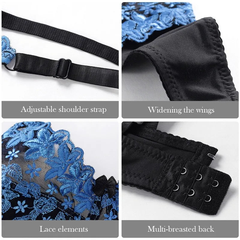 Plus-size push-up bra in embroidered lace