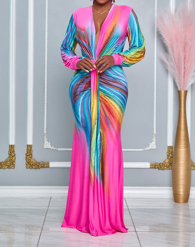 Ruched V-Neck Control Dress