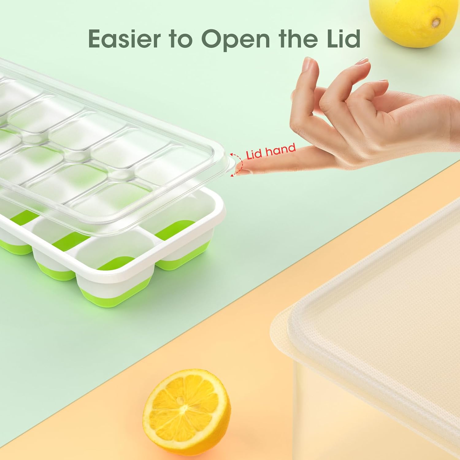 Stackable Silicone Ice Cube Trays with Storage Bin