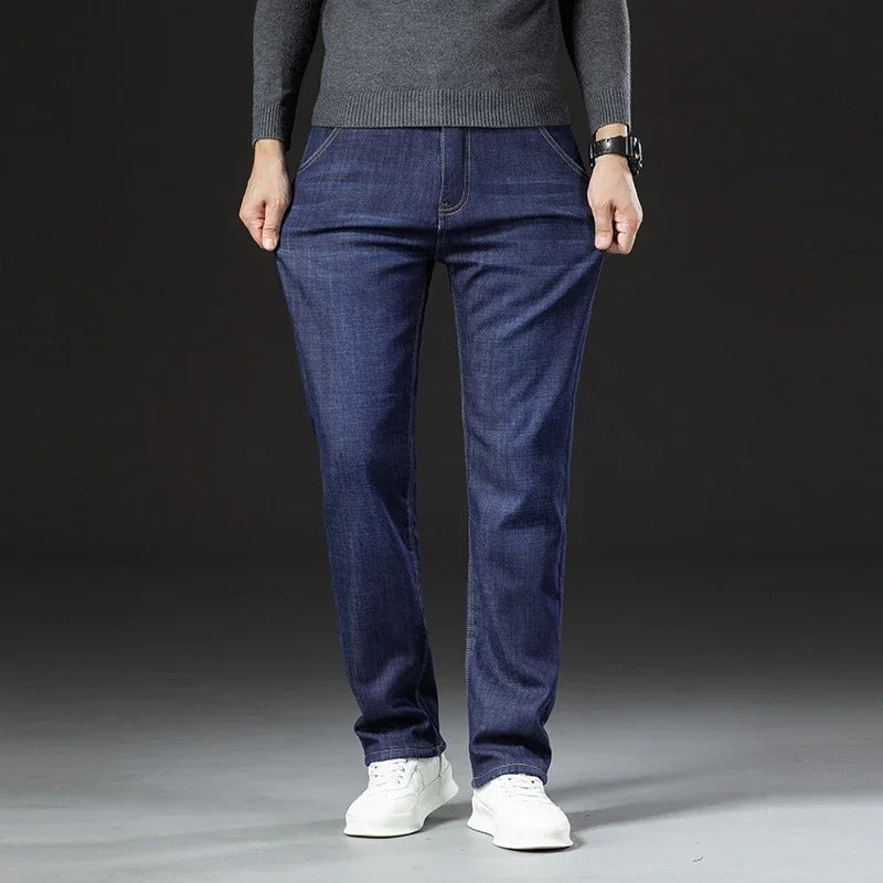 Straight Men's Pants in Lamb Leather Denim Style
