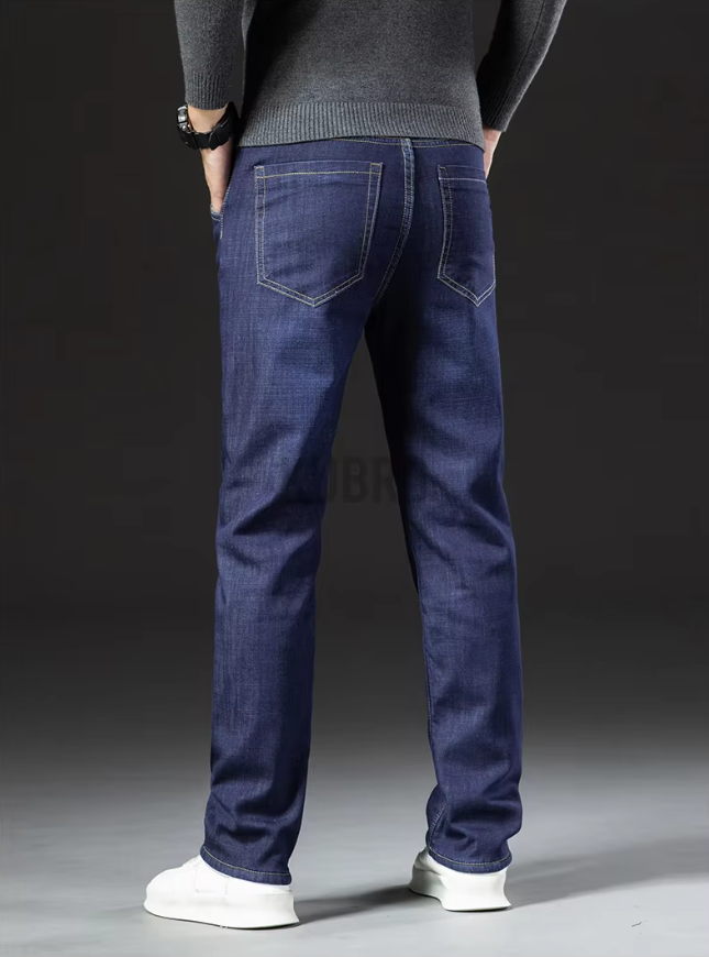 Straight Men's Pants in Lamb Leather Denim Style