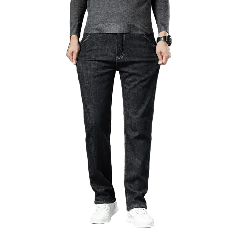 Straight Men's Pants in Lamb Leather Denim Style