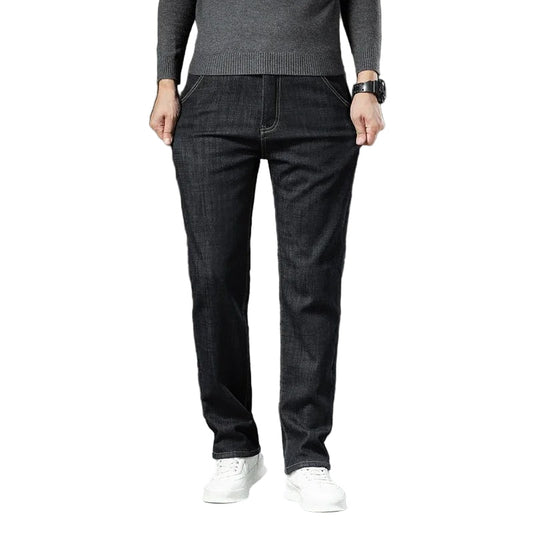 Straight Men's Pants in Lamb Leather Denim Style
