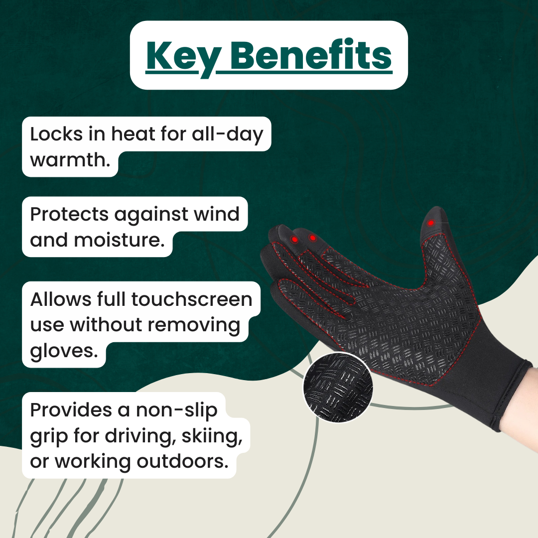 Thermal Waterproof Touchscreen Gloves For Biking And Golf