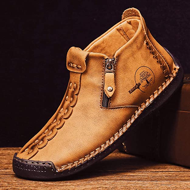 Vintage Hand-Stitched Ankle Boots for Men