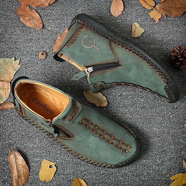 Vintage Hand-Stitched Ankle Boots for Men