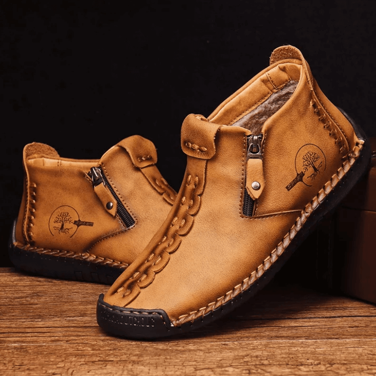Vintage Hand-Stitched Ankle Boots for Men