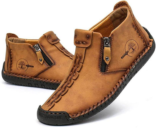 Vintage Hand-Stitched Ankle Boots for Men