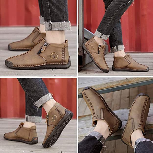 Vintage Hand-Stitched Ankle Boots for Men