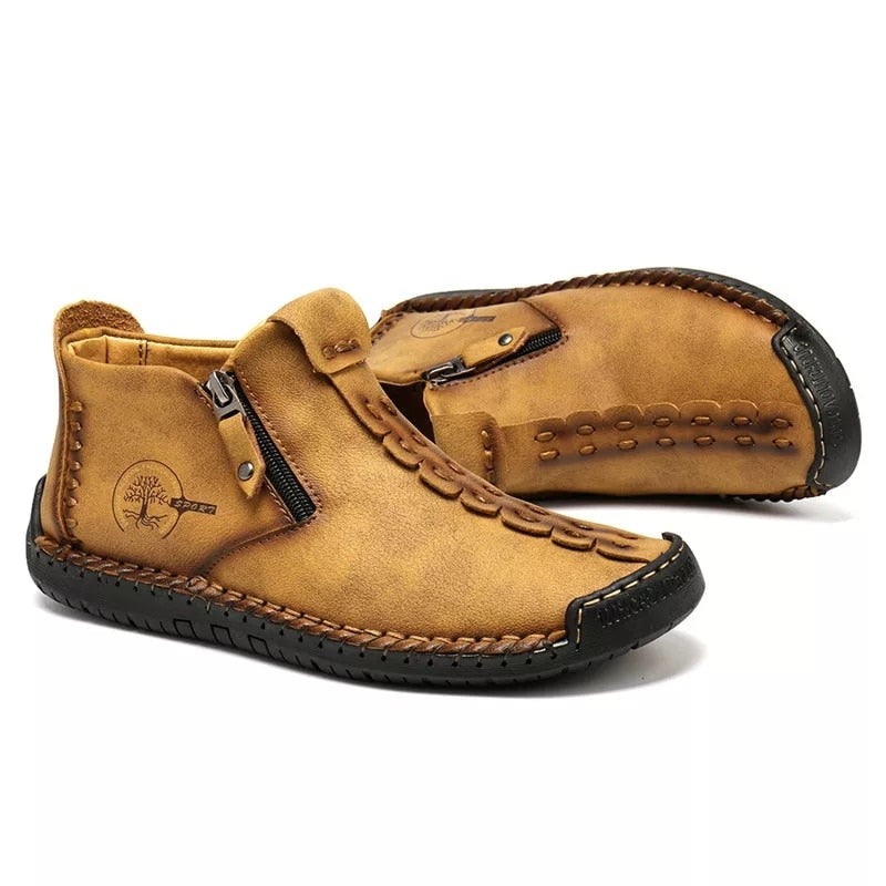 Vintage Hand-Stitched Ankle Boots for Men