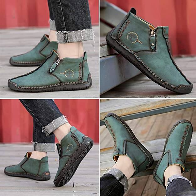 Vintage Hand-Stitched Ankle Boots for Men