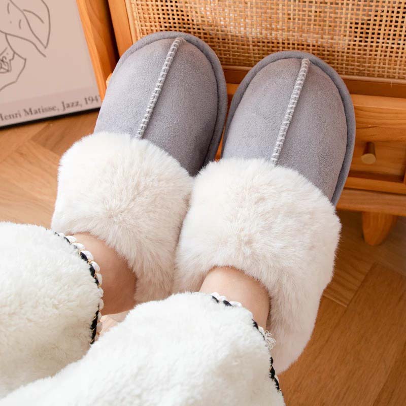 Warm-lined slippers with soft lining and non-slip sole