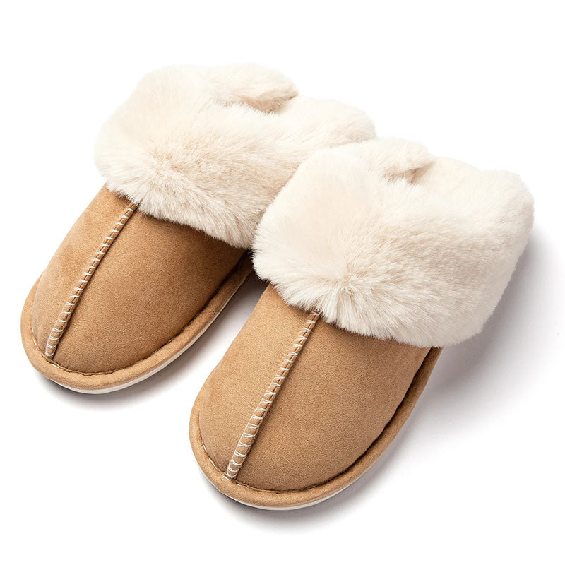 Warm-lined slippers with soft lining and non-slip sole