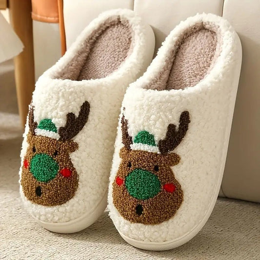 WINTERHOOF – Warm, Non-Slip House Slippers with Deer Motif for Winter