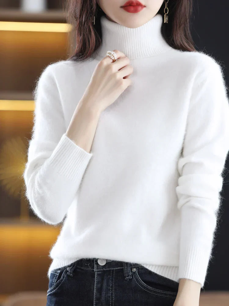 Women's 100 Percent Cashmere Turtleneck Sweater Warm Slim Fit Knit In 23 Colors
