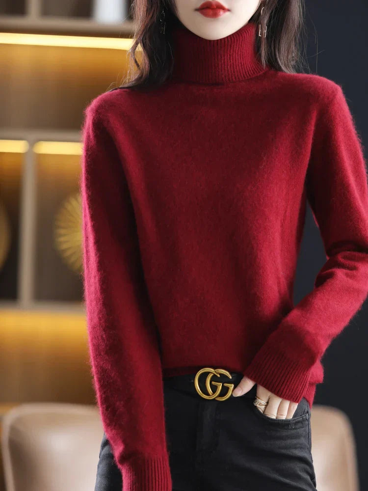 Women's 100 Percent Cashmere Turtleneck Sweater Warm Slim Fit Knit In 23 Colors