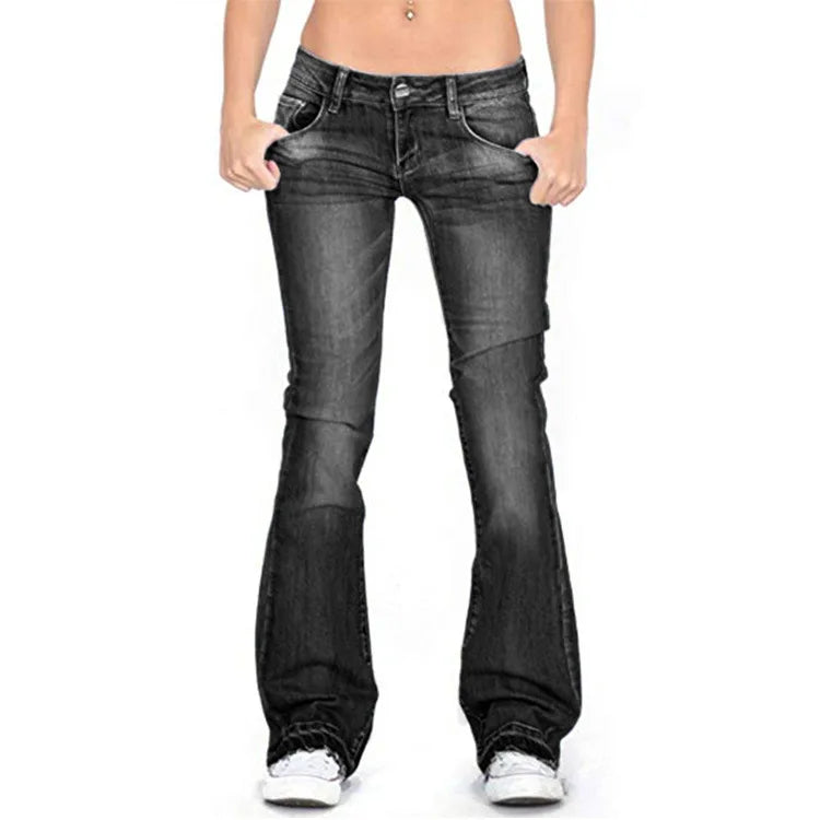 Women's Denim Low-Rise Flared Jeans with Casual Vintage Look & Flared Leg | Charly
