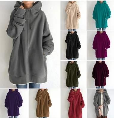Women's Zip Hoodie for Autumn/Winter