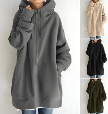 Women's Zip Hoodie for Autumn/Winter