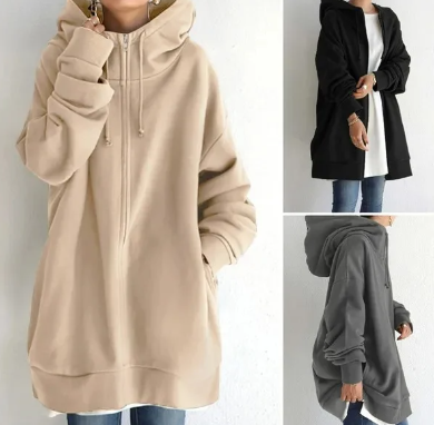 Women's Zip Hoodie for Autumn/Winter