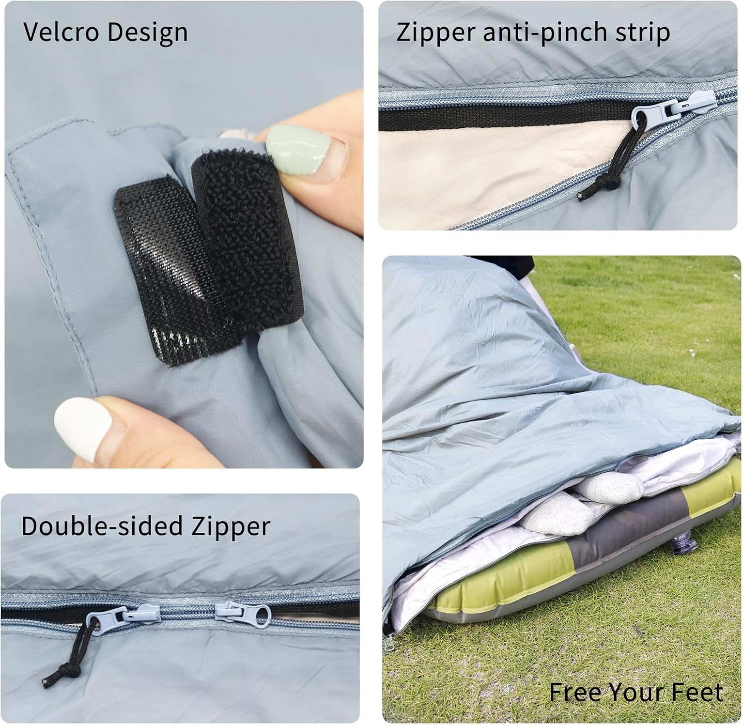 NewDoar Ultralight Backpacking Sleeping Bag - 50-70°F, 1.5lbs, Waterproof & Machine Washable, 2-Way Zipper for Teens,Couples,Women,Men Compact for Hiking/Camping (M/L Sizes) - Image 4